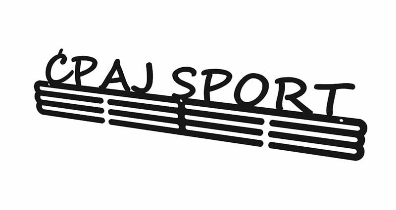 Wieszak na medale Ćpaj Sport dla sportowca bok