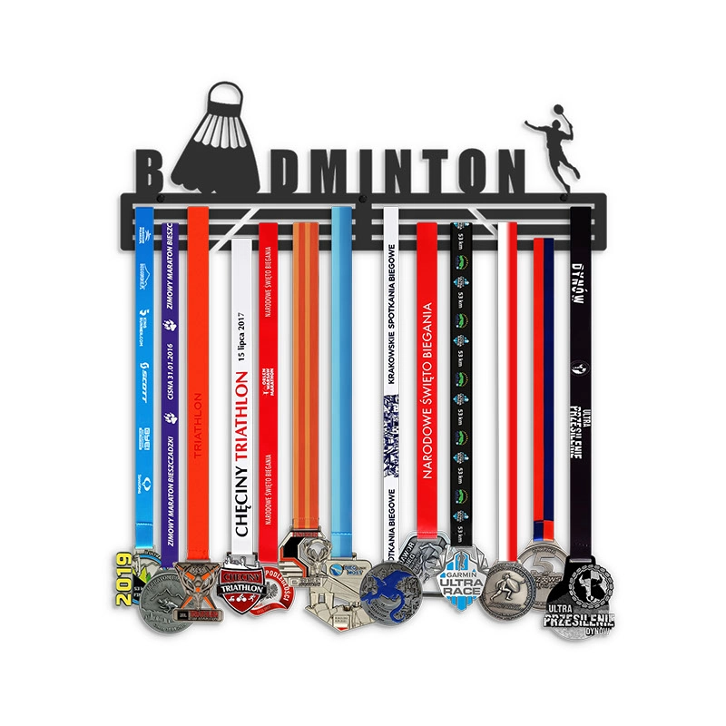 Metalowy wieszak na medale Badminton
