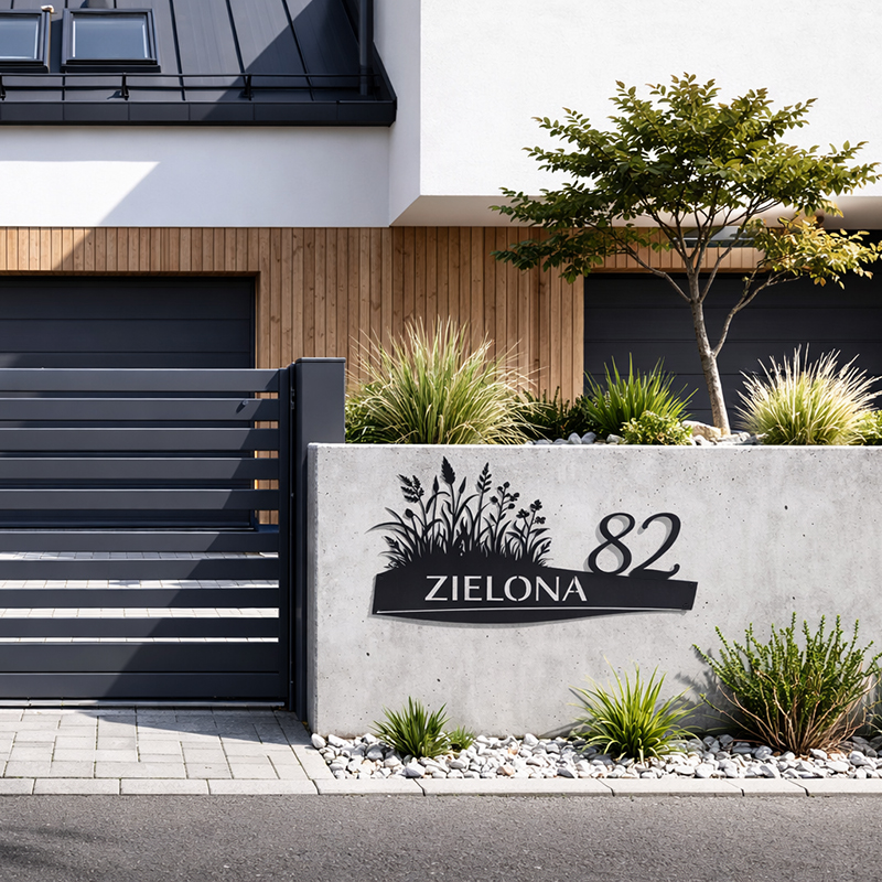 Designerska tabliczka adresowa metalowa premium