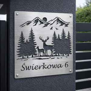 Ekskluzywna metalowa tabliczka adresowa Leśna Polana