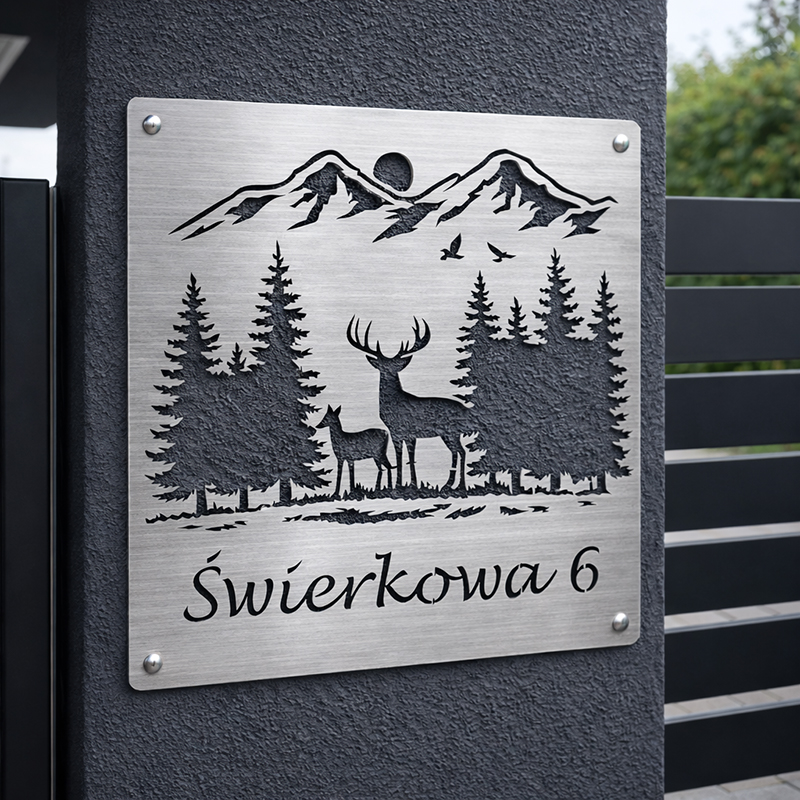 Ekskluzywna metalowa tabliczka adresowa Leśna Polana