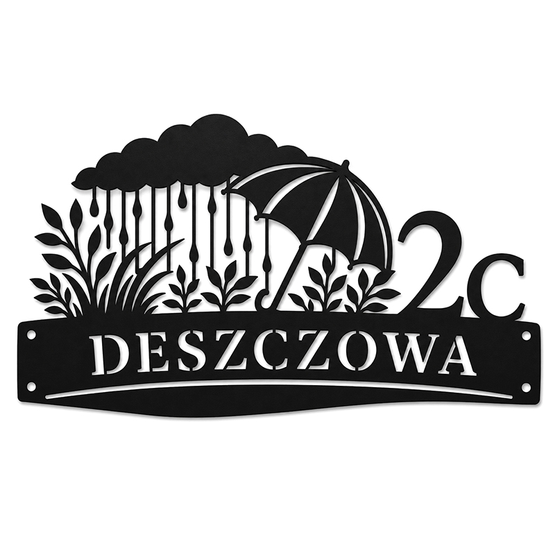 Metalowa Tabliczka Adresowa Deszczowa z grafiką