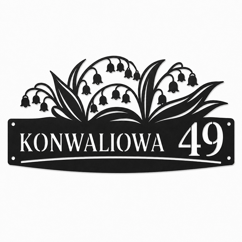 Metalowa Tabliczka Adresowa Konwaliowa z grafiką