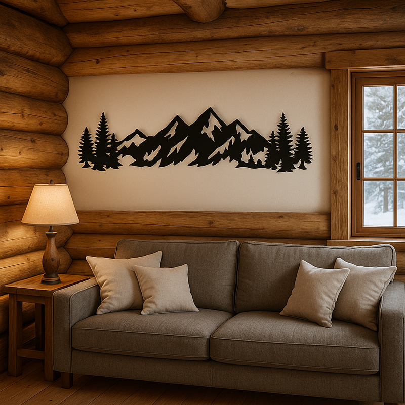 Metalowa dekoracja pasmo górskie świerki