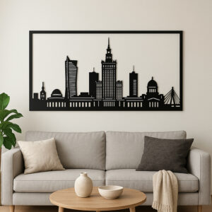 Metalowa dekoracja ścienna Panorama Warszawy