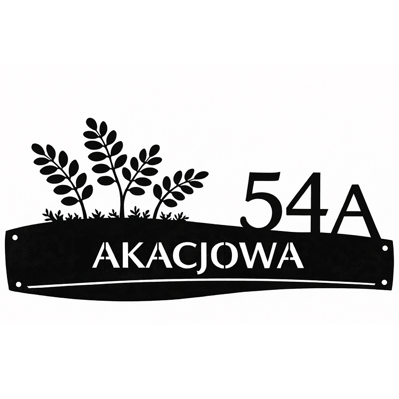 Metalowa tablica adresowa Akacjowa z grafiką