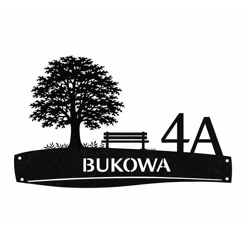 Metalowa tablica adresowa Bukowa z grafiką
