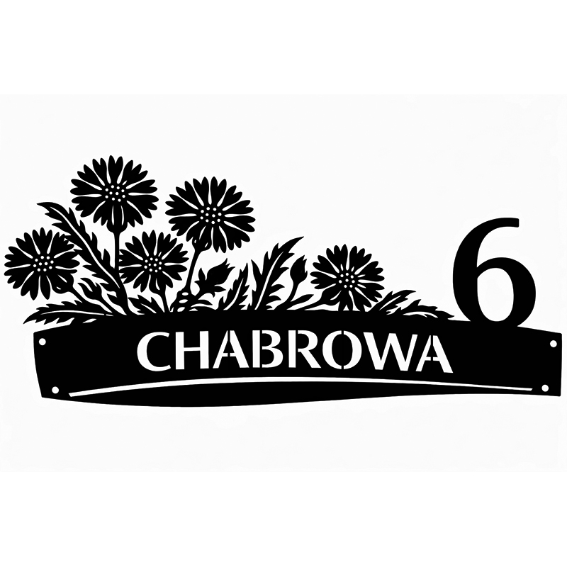 Metalowa tablica adresowa Chabrowa z grafiką
