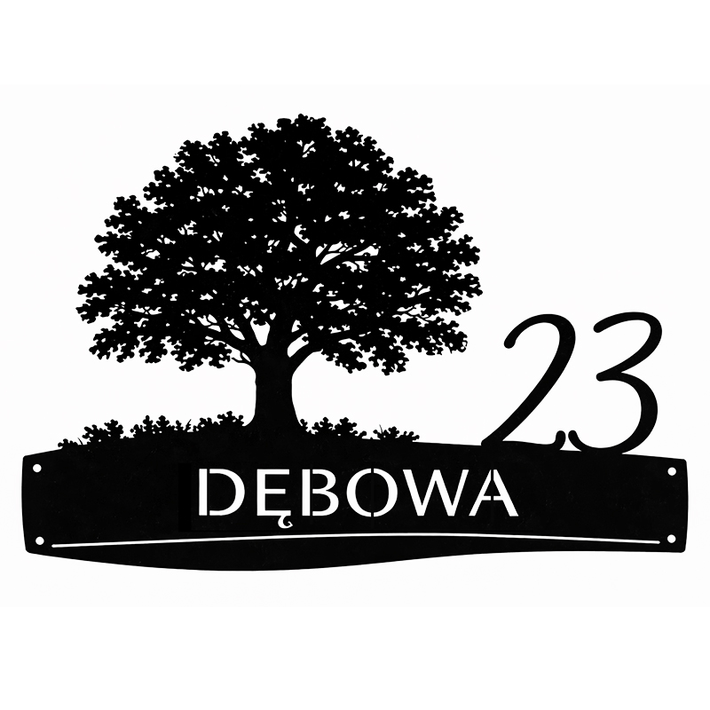 Metalowa tablica adresowa Dębowa z grafiką