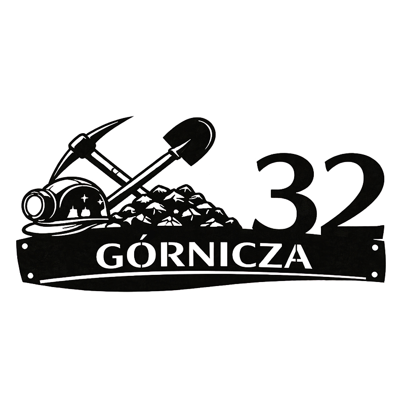 Metalowa tablica adresowa Górnicza z grafiką