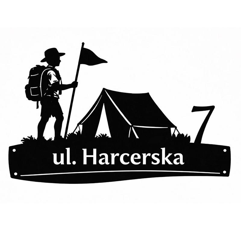 Metalowa tablica adresowa Harcerska z grafiką