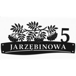 Metalowa tablica adresowa Jarzębinowa z grafiką