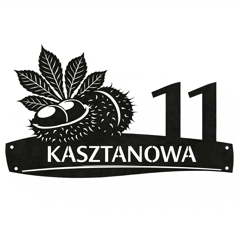 Metalowa tablica adresowa Kasztanowa z grafiką
