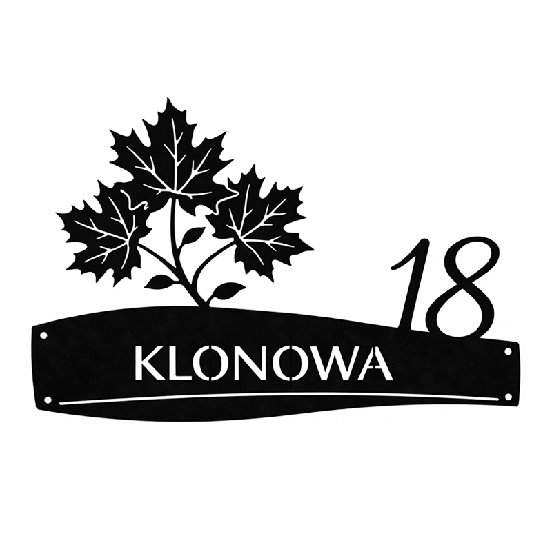 Metalowa tablica adresowa Klonowa z grafiką