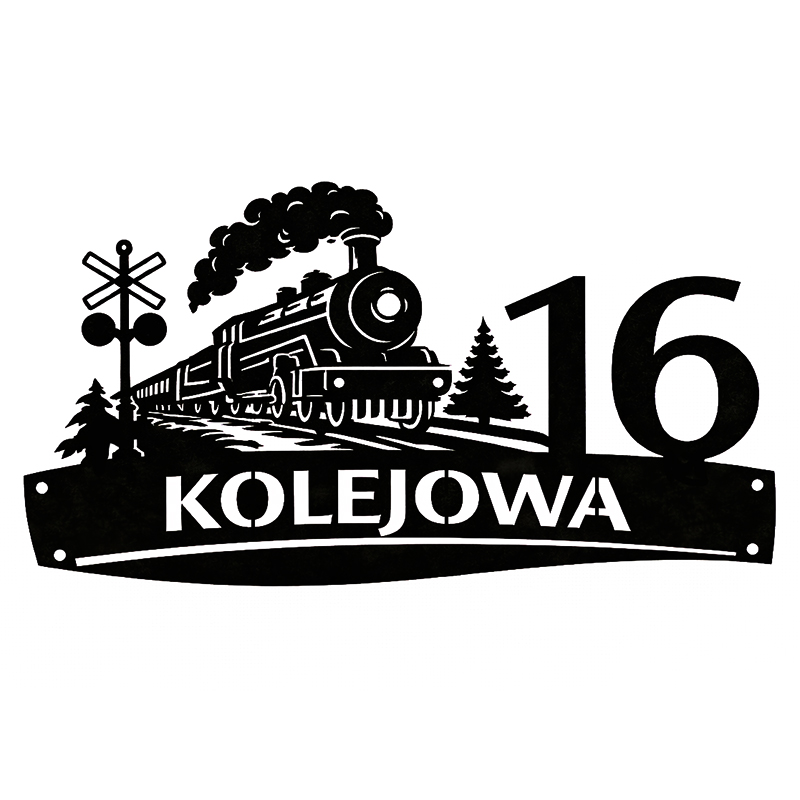 Metalowa tablica adresowa Kolejowa z grafiką
