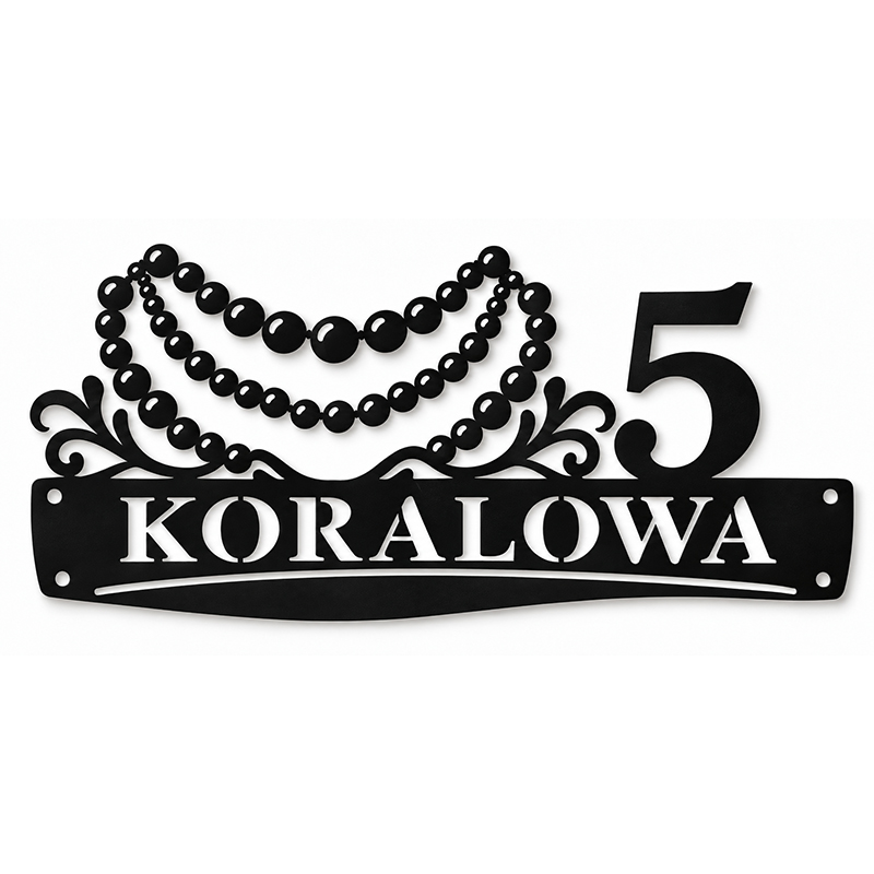 Metalowa tablica adresowa Koralowa z grafiką