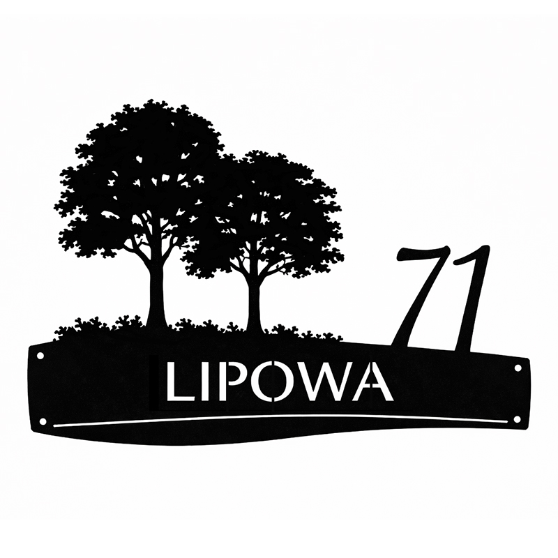 Metalowa tablica adresowa Lipowa z grafiką