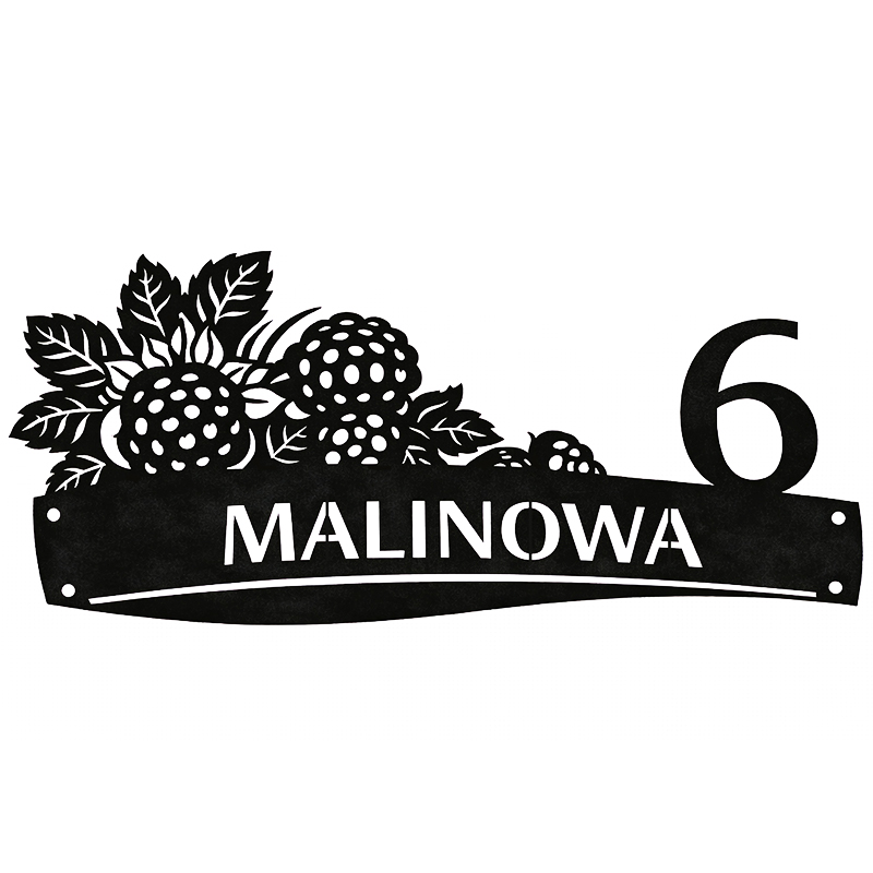 Metalowa tablica adresowa Malinowa z grafiką