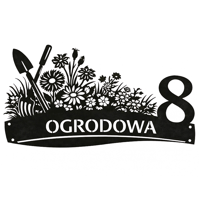 Metalowa tablica adresowa Ogrodowa z grafiką