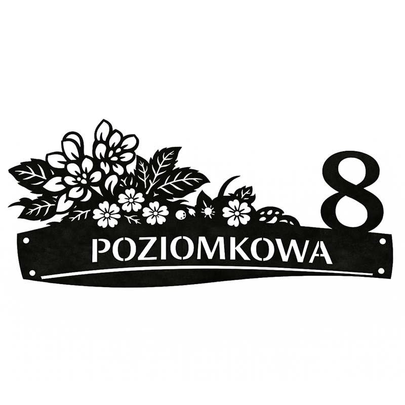 Metalowa tablica adresowa Poziomkowa z grafiką