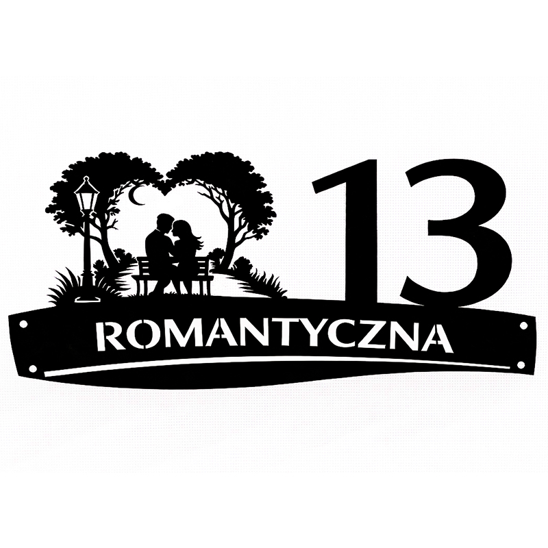 Metalowa tablica adresowa Romantyczna z grafiką