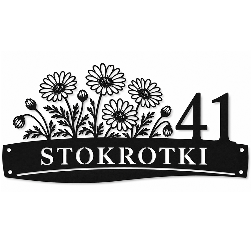 Metalowa tablica adresowa Stokrotki z grafiką