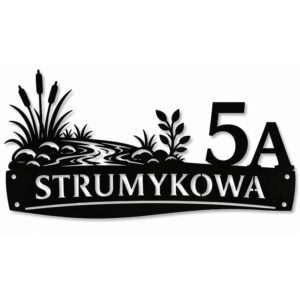 Metalowa tablica adresowa Strumykowa z grafiką