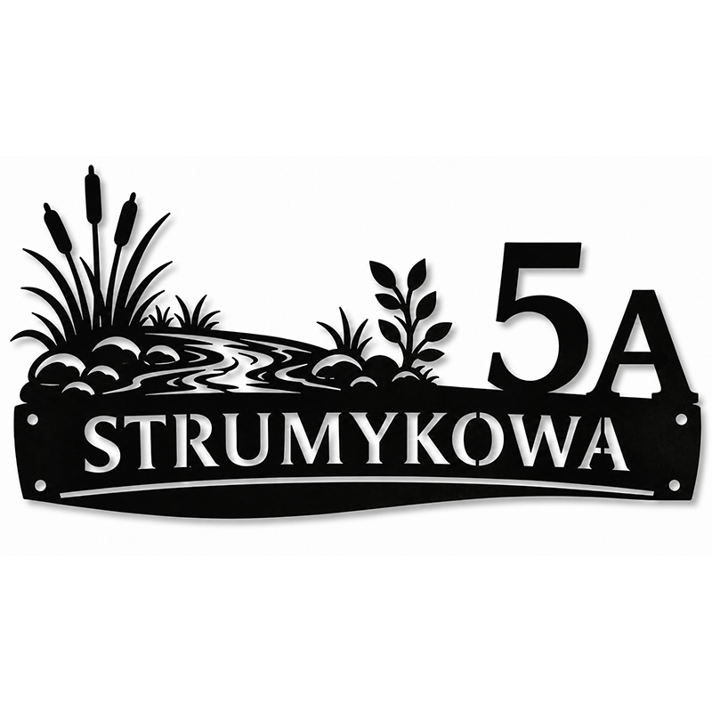 Metalowa tablica adresowa Strumykowa z grafiką