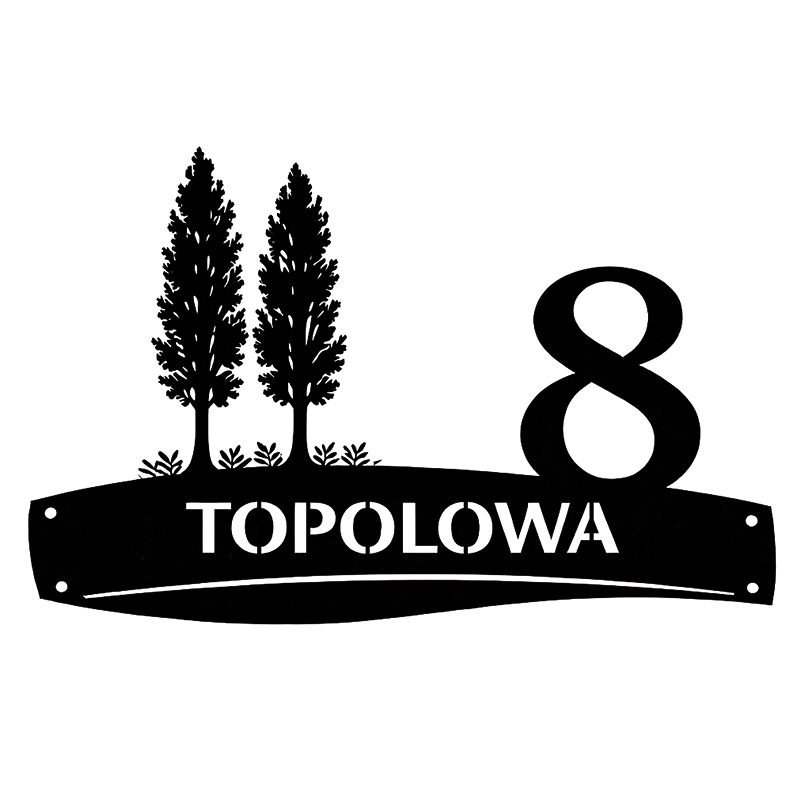 Metalowa tablica adresowa Topolowa z grafiką