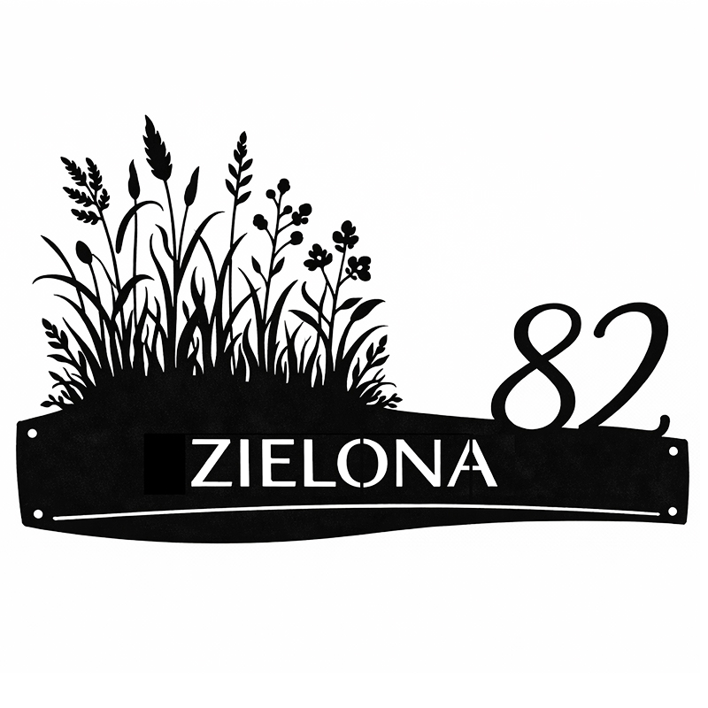 Metalowa tablica adresowa Zielona z grafiką