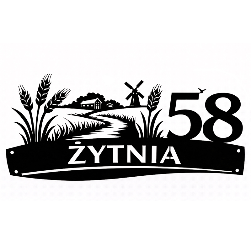 Metalowa tablica adresowa Żytnia z grafiką