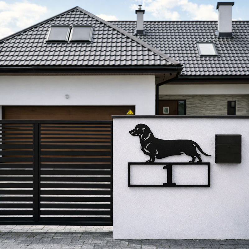 Metalowa tablica adresowa z jamnikiem