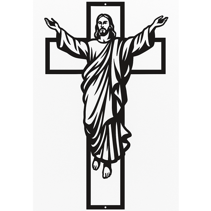 Metalowy krzyż nagrobny z Chrystusem