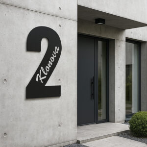 Metalowa cyfra na dom z ulicą