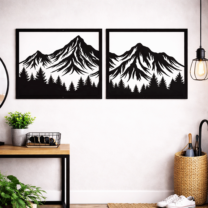 Piękna dekoracja ścienna górska metalowa