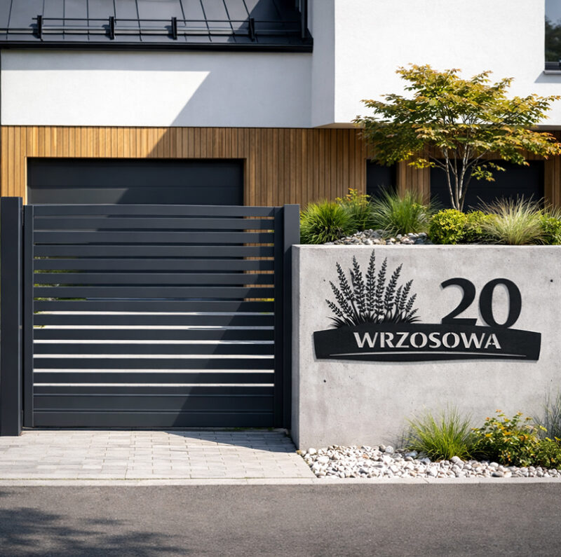 Tablica adresowa na ogrodzenie betonowe