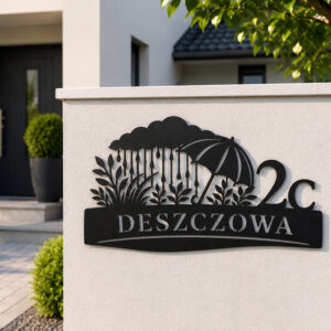 Tabliczka adresowa metalowa na budynek ogrodzenie