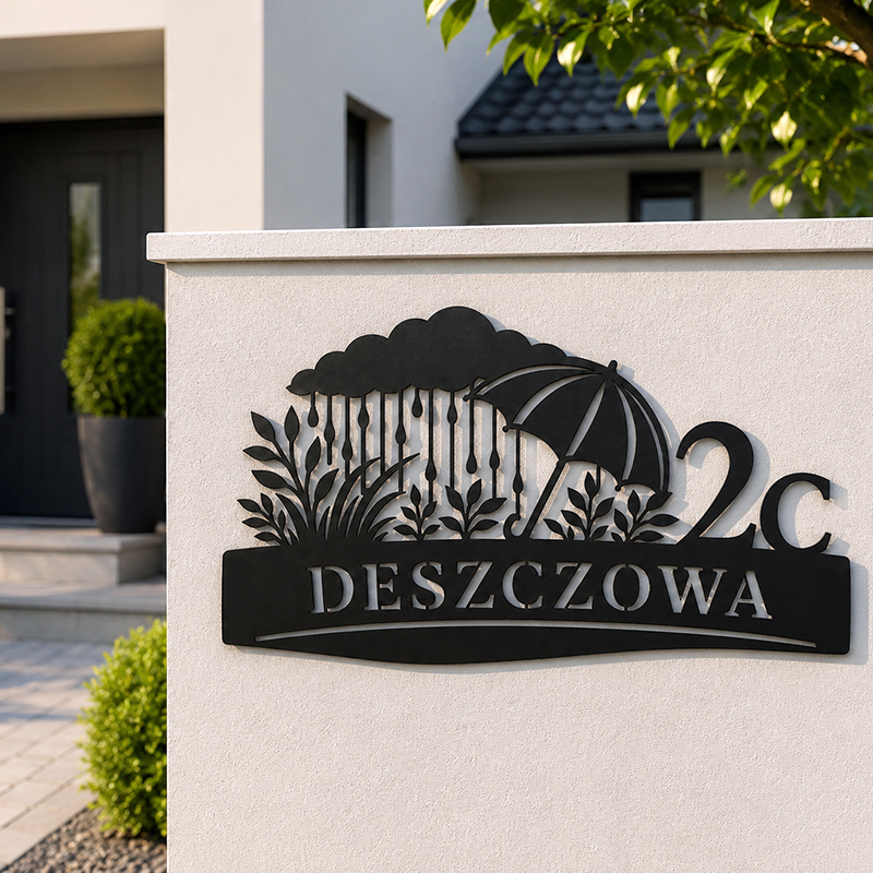 Tabliczka adresowa metalowa na budynek ogrodzenie
