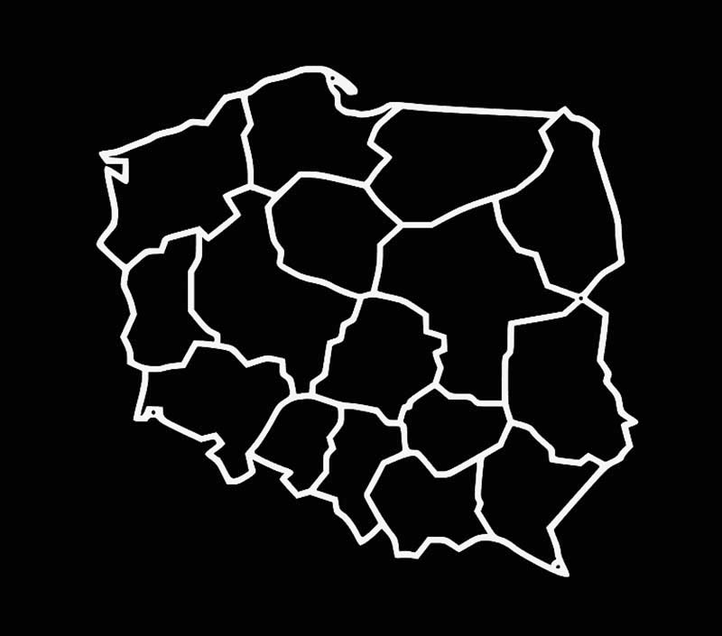 Biała mapa Polski z metalu