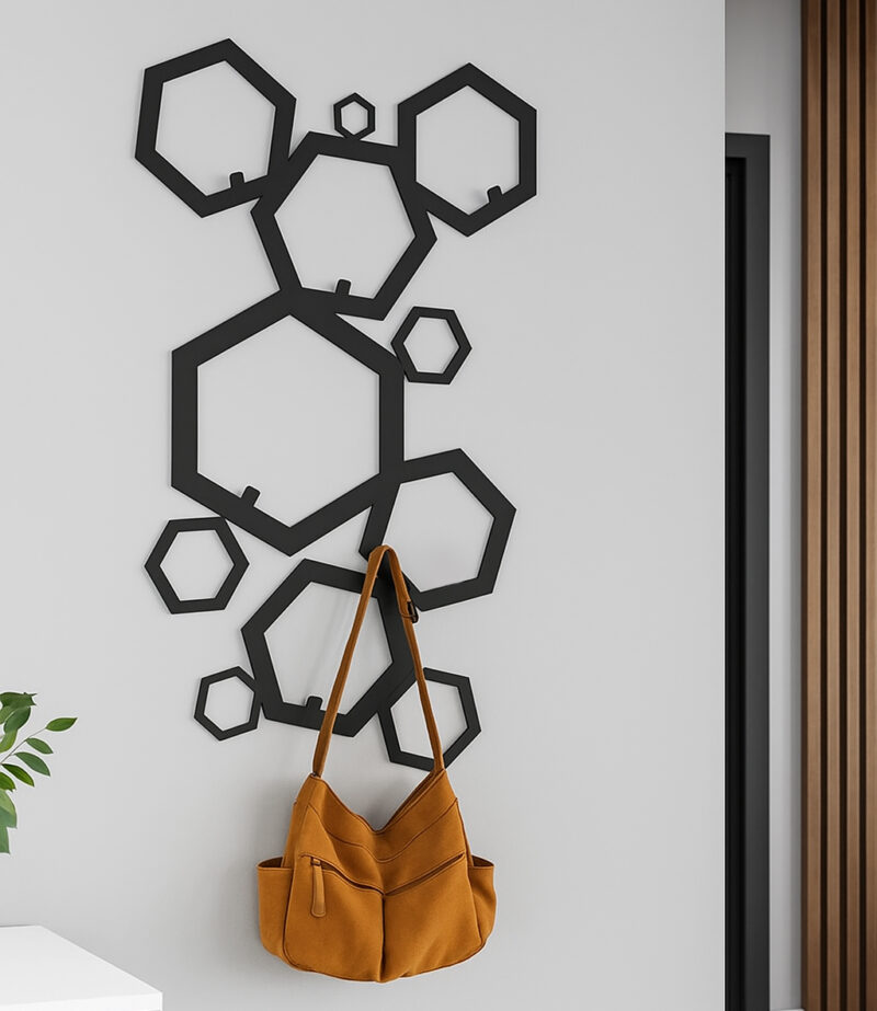 designerski wieszak do przedpokoju hexagon