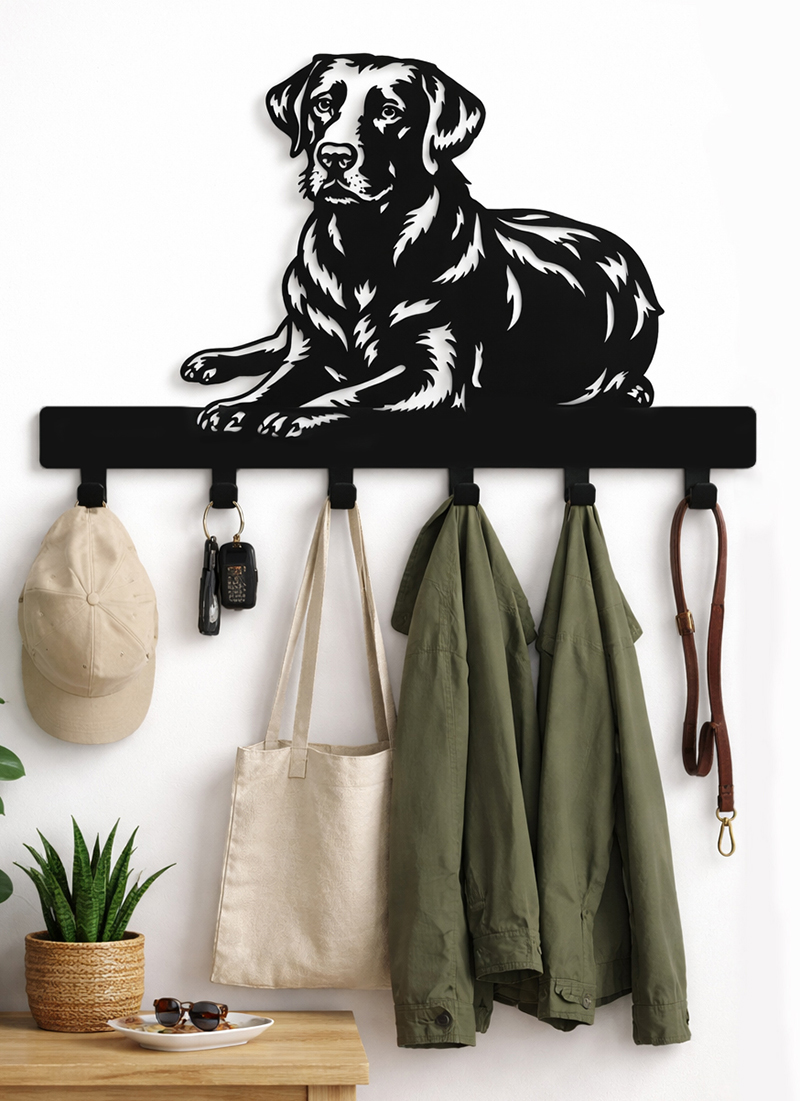 elegancki wieszak na smycze kurtki labrador
