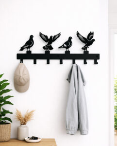 genialny wieszak do przedpokoju z wizerunkiem gołębi