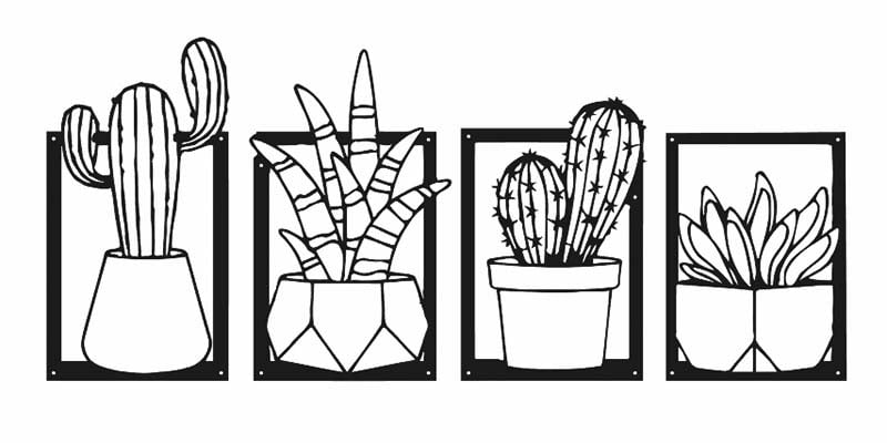 Kaktusy metalowa dekoracja ścienna 3d