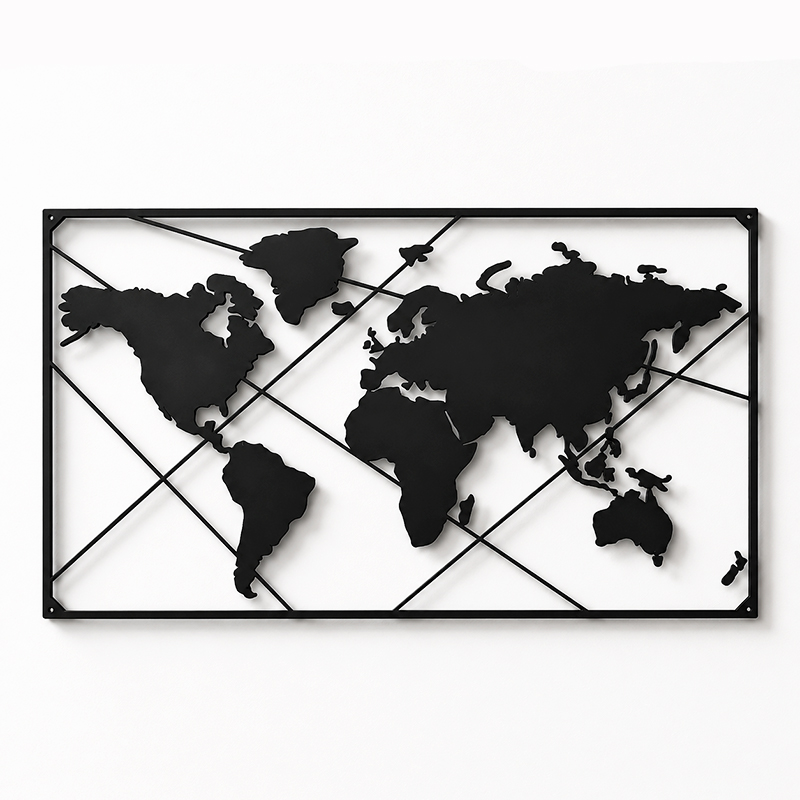 Metalowa mapa świata na ścianę