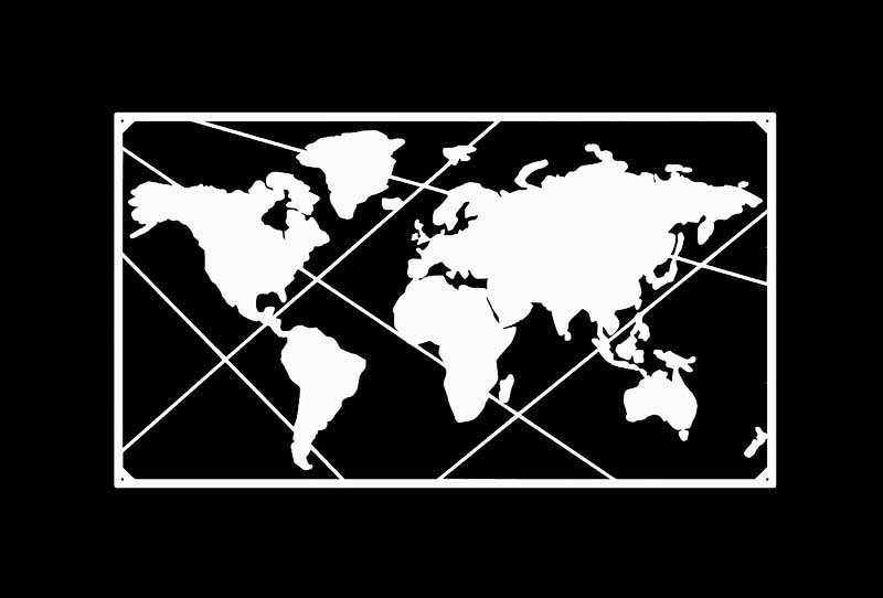 Mapa świata z metalu biała