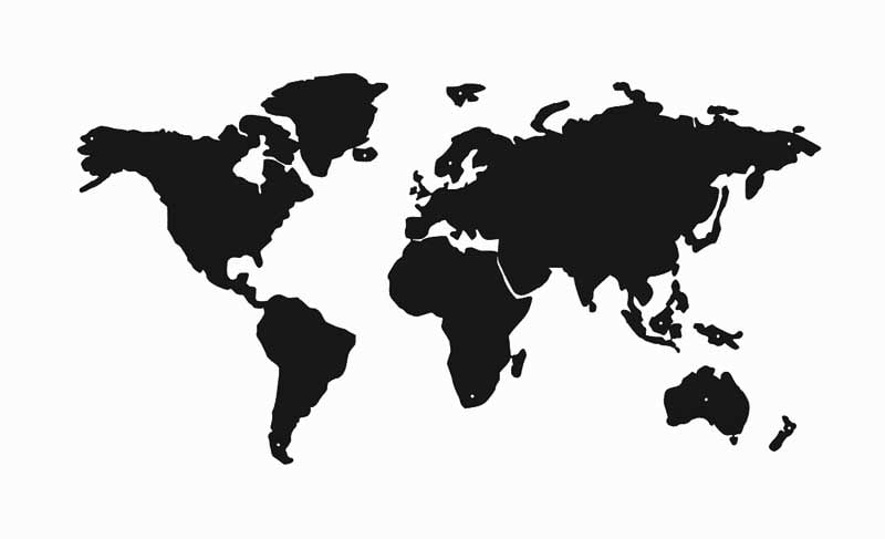 Metalowa ozdoba ścienna mapa świata
