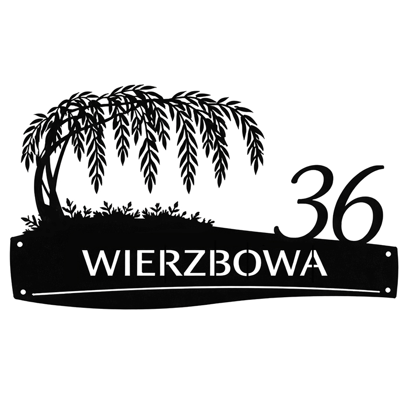 metalowa tablica adresowa Wierzbowa z grafiką
